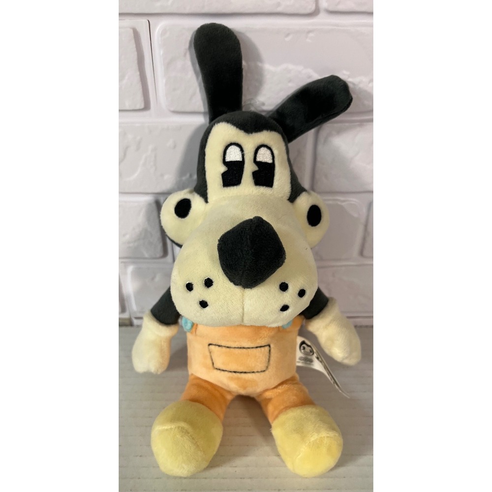 Bendy Boris the Wolf Plush Toy Unisex 8" Black Orange Overalls Stuffed Animal